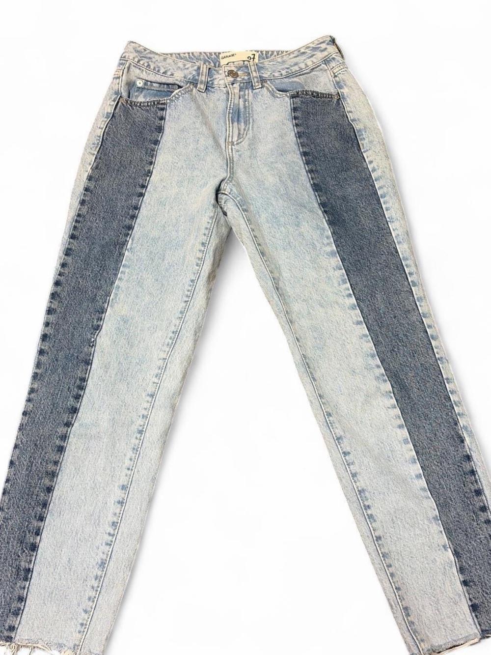 Women’s Two-Tone High-Rise Straight Jeans - Light & Dark Wash